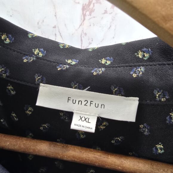 ModCloth Shirt Womens 2X XXL Black Button Up Blouse Ditzy Floral Mod Cloth - Picture 3 of 12